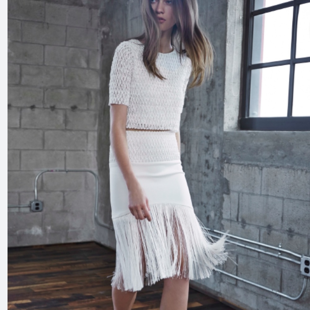 Alexis White Fringe Skirt